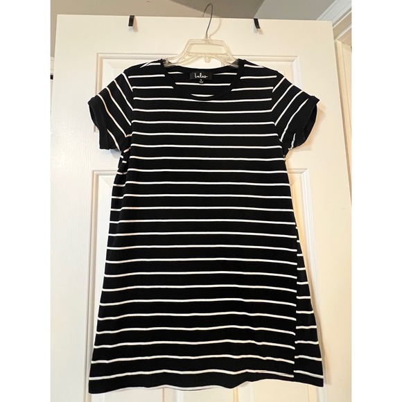 Lulus Dresses & Skirts - Lulus Navy Blue and White Striped Shirt Dress